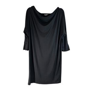 Culture Code Womens Cowl Neck 3/4 Sleeve Shift Dress Black XL Classic Preppy Y2K